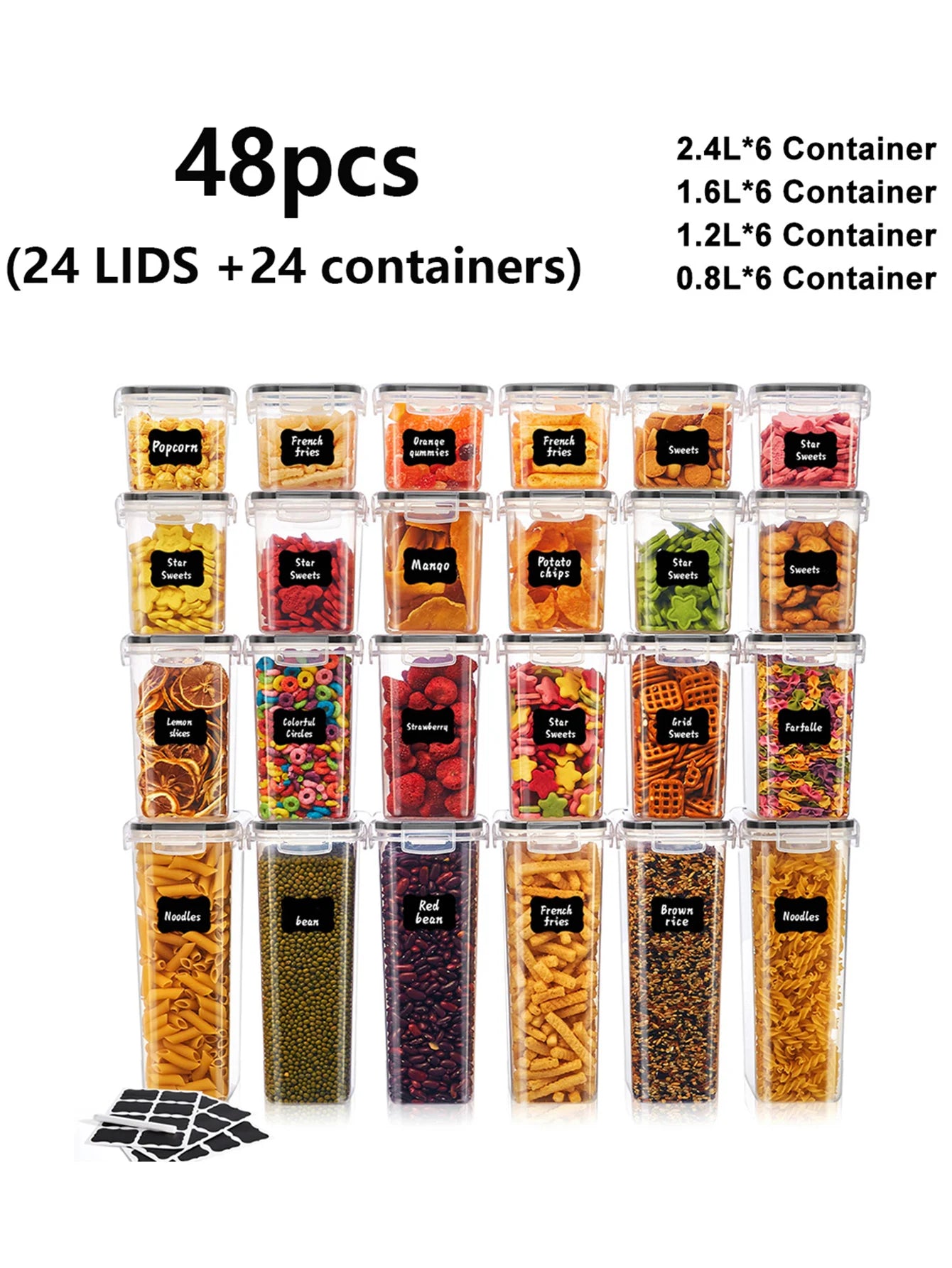 24/48pcs，Sealed food storage containers with LIDS