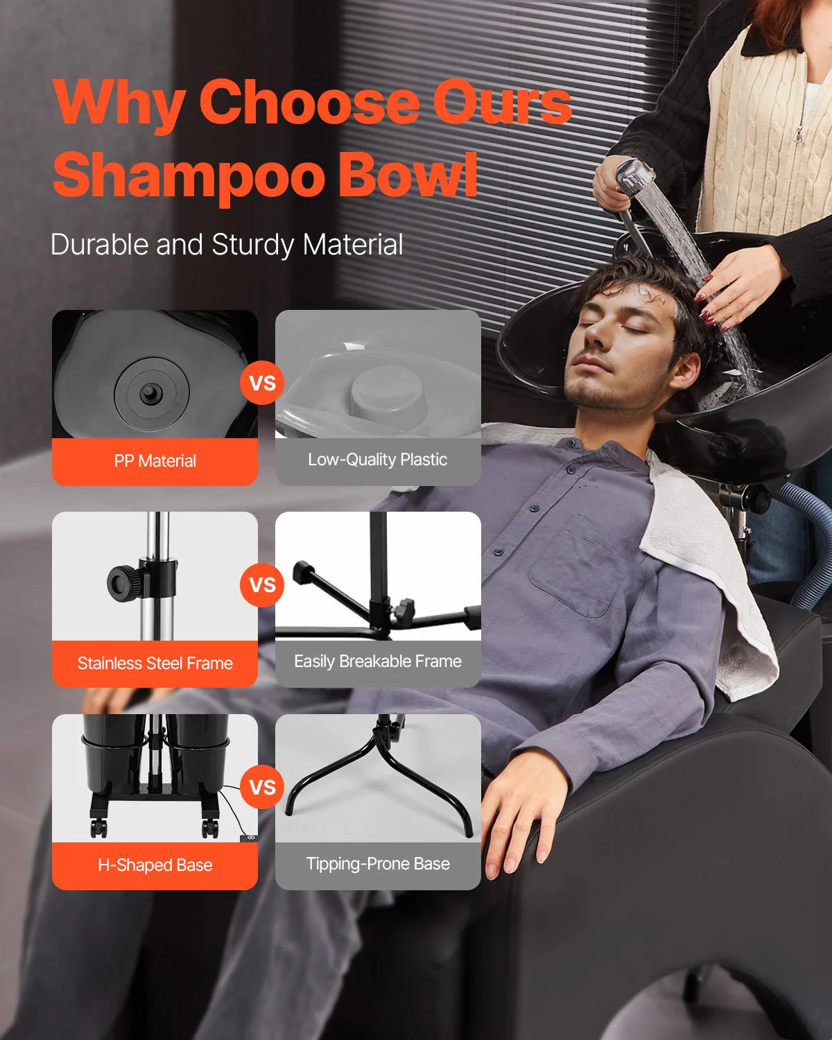 SucceBuy Portable Shampoo Bowl Shampoo Sink for Washing Hair with Electric Pump