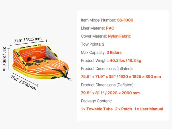 SucceBuy  1-4 Riders Inflatable Boat Tubes