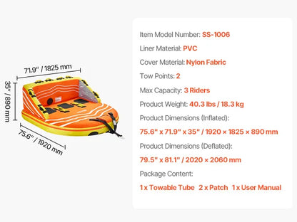 SucceBuy  1-4 Riders Inflatable Boat Tubes