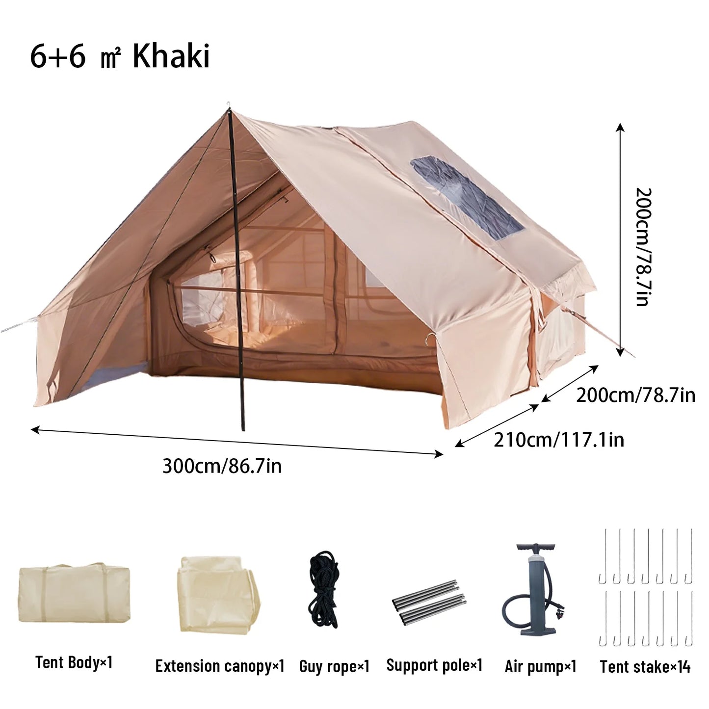 PAKICETUS Family Luxury Inflatable Tent With Skylight