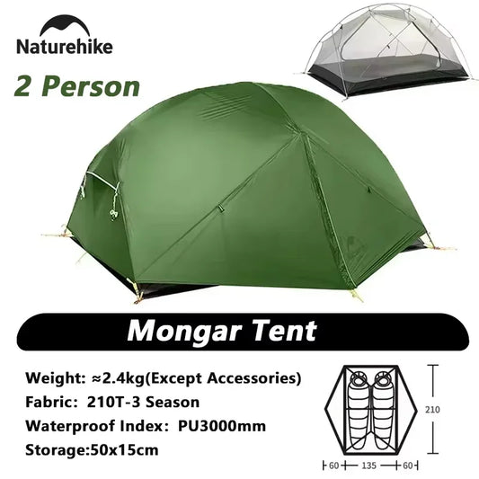Naturehike Mongar 2 Person Waterproof Ultralight Tent with Mat Backpacking