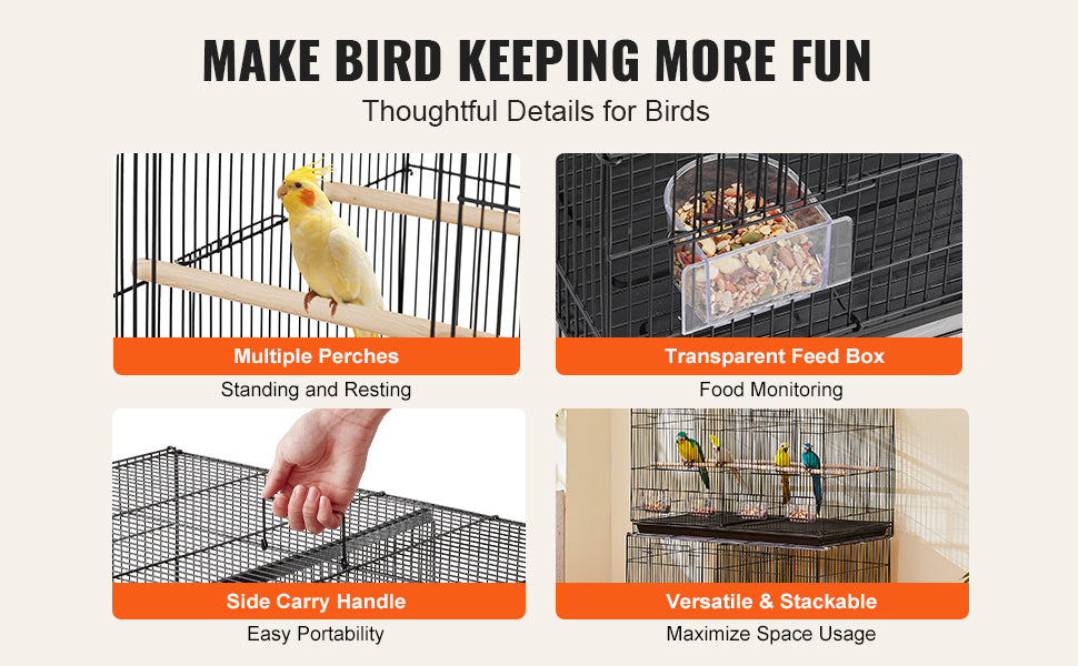 SucceBuy 30In Flight  Birds Pet Travel Birdcage with Handle and Perche