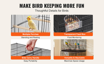 SucceBuy 30In Flight  Birds Pet Travel Birdcage with Handle and Perche